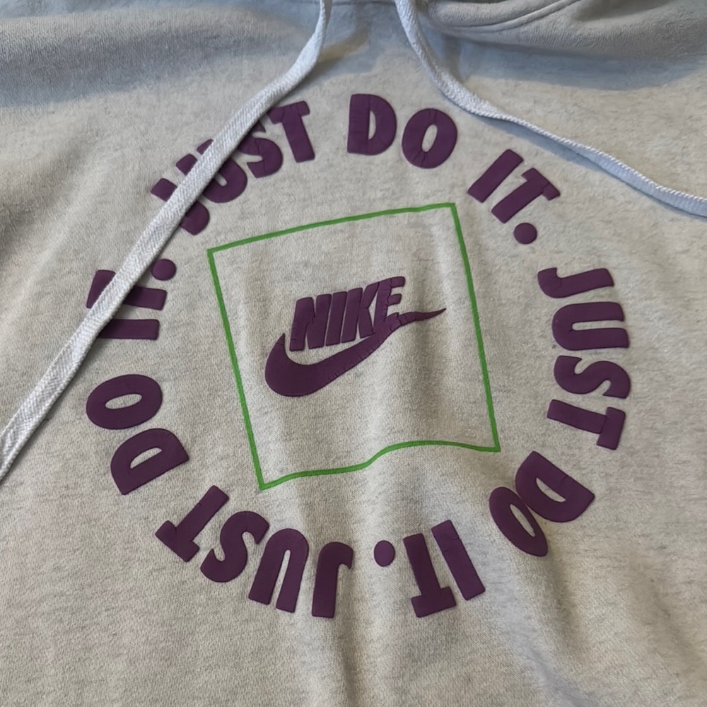 Nike Women's Light Gray Hoodie with Purple Accents - Picture 2 of 4